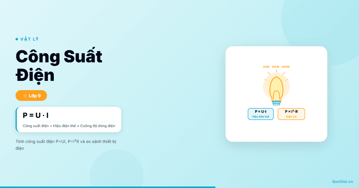 Hướng Dẫn Công Suất Điện - Hướng dẫn từng bước tính công suất điện P=UI, P=I²R và điện năng tiêu thụ lớp 9