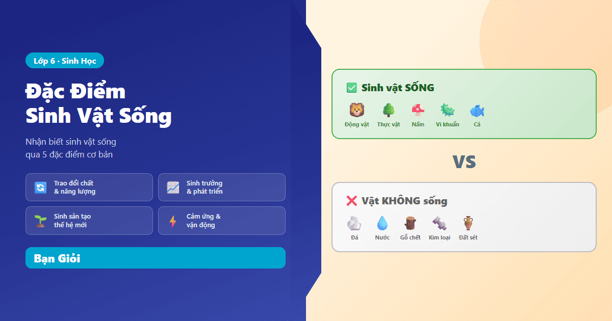 Đặc Điểm Sinh Vật Sống - Hướng dẫn nhận biết đặc điểm cơ bản của sinh vật sống: trao đổi chất, sinh sản, 