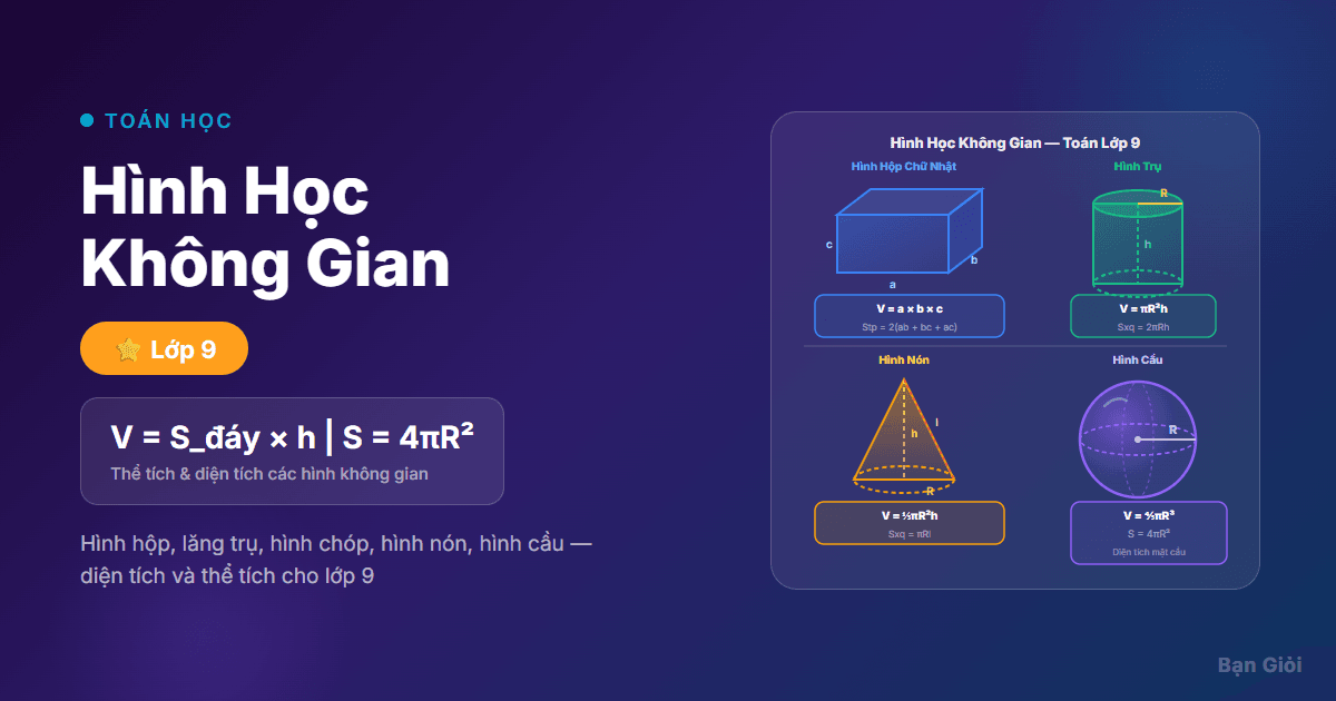 Hình Học Không Gian Cơ Bản - Hướng dẫn hình hộp, lăng trụ, hình chóp, hình nón, hình trụ và hình cầu với công