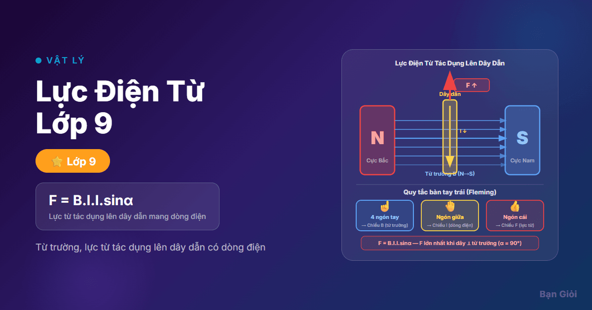 Lực Điện Từ Lớp 9 - Hướng dẫn từng bước từ trường, lực từ tác dụng lên dây dẫn mang điện, quy tắc bà