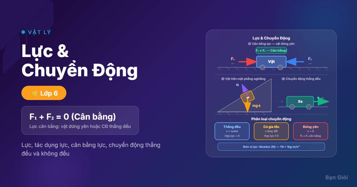 Lực & Chuyển Động - Hướng dẫn từng bước về lực, tác dụng lực, cân bằng lực và vận tốc chuyển động ch