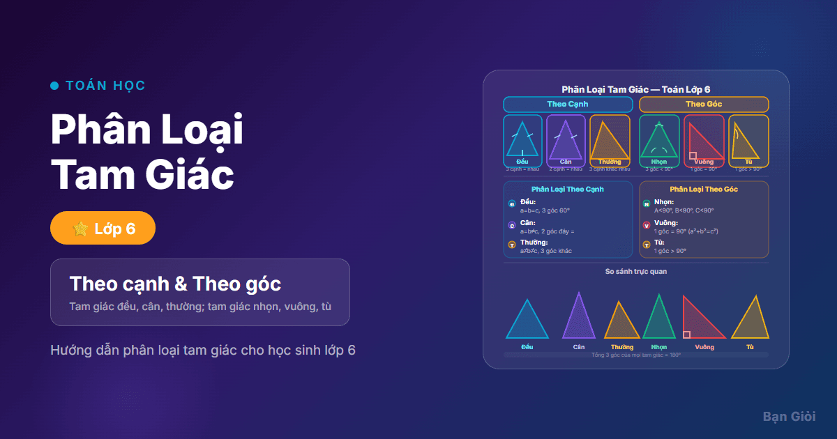Hướng Dẫn Phân Loại Tam Giác - Hướng dẫn phân loại tam giác theo cạnh và theo góc cho học sinh lớp 6.