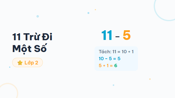 Hướng Dẫn 11 Trừ Đi Một Số - Hướng dẫn từng bước phép trừ dạng "11 trừ đi một số" bằng phương pháp tách số ch