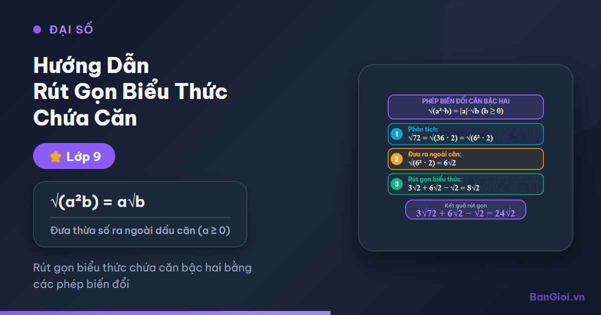 Hướng Dẫn Rút Gọn Biểu Thức Chứa Căn - Hướng dẫn từng bước rút gọn biểu thức chứa căn bậc hai cho học sinh lớp 9. Đưa t