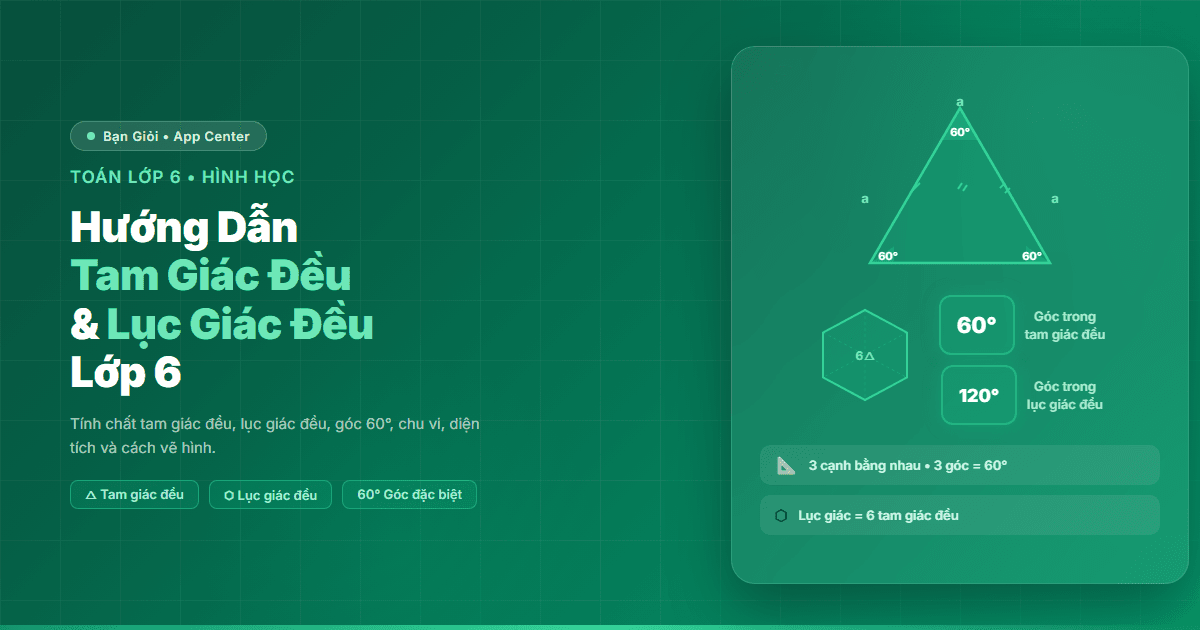 Hướng Dẫn Tam Giác Đều Và Lục Giác Đều Lớp 6 - Hướng dẫn tương tác về tam giác đều, lục giác đều và mối quan hệ giữa chúng cho 