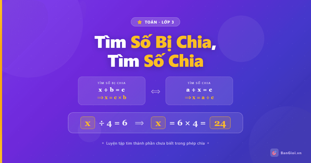 Tìm Số Bị Chia, Tìm Số Chia - Ứng dụng hướng dẫn toán học cho học sinh
