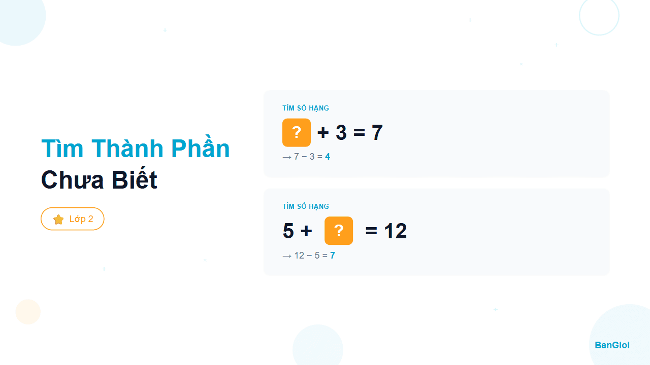 Hướng Dẫn Tìm Thành Phần Chưa Biết - Hướng dẫn từng bước tìm thành phần chưa biết trong phép cộng, trừ cho học sinh l